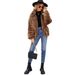 Luxury Faux Fur Coat For Women - Elegant Long Sleeve Jacket With Snake Print, Oversized Fit, Warm Winter Outerwear For Office & Casual Wear_ecoleips.com