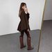 Women's Winter Elegant Style Solid Color Waist Cinching Woolen Cape Coat Mid Length European American_ecoleips.com