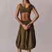 "Elegant Women's Summer Casual Dress - Lightweight Polyester, Army Green & Orange-Red, XS-XXL, Versatile For Work & Leisure"_ecoleips.com