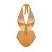Women's Golden Glossy One Piece Swimsuit Halter Neck Deep V Straps High-End Simple Swimwear For Vacation And Summer_ecoleips.com