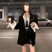 Set Korean Women's New Two-Piece Blazer + Belted Patchwork Skirt Pants Style Suit_ecoleips.com
