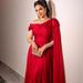 Elegant One-Shoulder Red Evening Gown Floor-Length Sophisticated Dress for Parties And Galas Women's Clothing_ecoleips.com