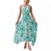 Women's Clothing Halterneck Sleeveless V Neck Printed Long Skirt Dress_ecoleips.com