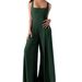 Women's High-Waisted Wide-Leg Jumpsuit - Solid Color Casual & Office Romper With Pockets_ecoleips.com