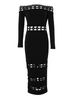 Maxi Dress Spring Summer Women Black Off-the-shoulder Long Sleeve Lace Cutout Bodycon Sexy Party Date Dress_ecoleips.com