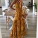 New European And American Bohemian Style High-Waisted V-Neck Floral Print Long Dress For Women_ecoleips.com