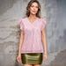 Summer Short-Sleeved Sequined T-Shirt For Women Sexy V-Neck Ruffled Sleeve American Style Fashion_ecoleips.com