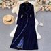 Women's Long Trench Coat With Notched Lapel, Velvet Overcoat, Loose Fit, Knee-Length Elegant Coat For Autumn & Winter_ecoleips.com