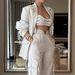 2024 European American High-fashion Two-piece Set In Apricot Color, Multi-pocket Blazer And Loose-fitting Trousers With_ecoleips.com