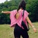 European And American Foreign Trade Fashion 2026 New Women's Backless Sports Yoga T-Shirt Loose Casual Breathable_ecoleips.com