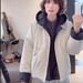 girl Designed Cotton-Padded Hooded Jacket For Women, Color-Block 2025 Autumn Winter Cotton Coat, Trendy Cool Style Popular_ecoleips.com