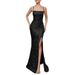 New European And American Cross-Border Trade Women's High-Waisted Sexy Sequin Split Bridesmaid Dress Strap Evening Gown_ecoleips.com