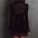 Women's Long Sleeve V Neck Dress Velvet Lace A Line Retro Design_ecoleips.com