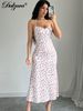 Dulzura Sleeveless Halter Backless Lace Up Floral Print Midi Dress Women’S Sexy Elegant Outfit Party Club Vacation Spring Summer_ecoleips.com