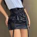 Women's Sexy High Waist Leather Skirt With Straps Style For Autumn Winter Outer Wear Half Length Hip Skirt_ecoleips.com