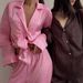 Brown Satin Comfortable Skin-Friendly Printed Long-Sleeve Long-Pants Pajama Set European And American Autumn New_ecoleips.com