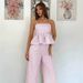 Women's European American Style Spring Summer Casual Camisole Strapless High Waisted Wide Leg Trousers Slimming Elegant Vacation Fashion Set_ecoleips.com