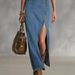Women's Retro Button-Down Sleeveless Denim Dress Slimming Fashionable Spring/Summer Thin Material Dress_ecoleips.com
