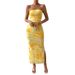Women's TK Mesh Printed 2026 Spring Summer New High Waist Slim Fit Slit Tube Top Bodycon Dress_ecoleips.com