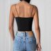 European And American, Sexy Low Cut Fishtail Cardigan, Solid Color Halter Neck Tie PU Leather Tank Top Camisole_ecoleips.com