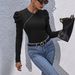 High-end Niche Black Knit Top For Women With Irregular Side Zipper Decoration, Puff Sleeves, Versatile And Slimming_ecoleips.com