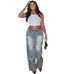 Women's Clothing Casual Women's Jeans Women's Street Fashion Washed Button Closure High Waist Pants_ecoleips.com