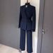 Autumn Neat Chic Women's Long Sleeved Blazer And Straight Leg Pants Two Piece Set European American Style Clothing_ecoleips.com