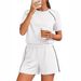 Women's Short Sleeve T-Shirt And Shorts Set Casual Two Piece Outfit for Travel Lounge And Light Exercise_ecoleips.com