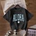 Women's Casual Round Neck Short Sleeve T-Shirt Multi-Color American Style Simple Fashionable Sports Top Solid Printed Loose Fit_ecoleips.com