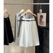 White a Line Midi Skirt for Women High Waisted Elegant Umbrella Skirt Elastic Waist Puffy Style Suitable for Petite New Summer_ecoleips.com