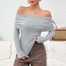 Voya New European And American Sexy Off Shoulder One Neck Slim Knit Long Sleeved Fashionable Top For Women's Clothing_ecoleips.com