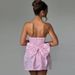 Cross-Border Summer New European And American Women's Fashion Elegant Sexy Solid Color Jacquard Strapless Bow Dress_ecoleips.com