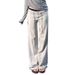 Soft Drappy Milk Silk Wide Leg Pants With Drawstring Waist, Loose Fit Lounge Trousers For Casual Chic Style_ecoleips.com