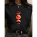 New Cross-border Foreign Trade Product: Moon Eclipse Print, White Lettering, Simple And Trendy Women's T-shirt Wholesale_ecoleips.com