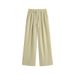 Suitable For All Seasons Apricot Linen Wide-Leg For Women, Summer High-Waisted Relaxed Fit Casual With Draping Effect, Extended Cotton-Linen_ecoleips.com