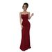 Burgundy Sequin Strap Slim-fit Bodycon Long Dress, Eye-catching Elegant Gown For Evening Parties And Banquets_ecoleips.com