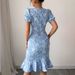 Elegant Fishtail Midi Dress For Women Solid Color Jacquard Short Sleeved Summer_ecoleips.com