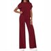 Women's Casual Lounge Set – Stylish Short Sleeve Top & Loose Pants Outfit (Black/Navy/Blue/Beige/Burgundy/Green, S-XXL)_ecoleips.com