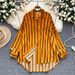 Aria Basics Aria Basics Long-sleeve Striped Shirt For Women, New Autumn Fashion, European And American Style, Casual, Versatile, Loose-fitting,_ecoleips.com