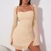 Women's Long Sleeved Mesh Dress Sexy High Slit Backless Fashionable Halter Neck Spaghetti Strap Cross Border Trade_ecoleips.com