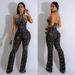 Women's Clothing C6867 fashion women's solid color hot diamond sleeveless halterneck trousers jumpsuit_ecoleips.com