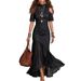 Women's Clothing Elegant Off-Shoulder Style Dress Short Sleeve Mesh Hem Women's Spring/Summer For Formal & Casual_ecoleips.com