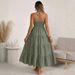 Spring/Summer 2026 Halter Neck Long Dress Solid Color American Style Loose Fit Backless Fashionable Resort Wear_ecoleips.com