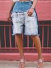 Women's High Waist Distressed Denim Shorts - Patchwork Design Casual Summer Bermuda Jeans (Blue, S-2XL)_ecoleips.com