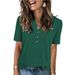 2025 New Product Cross-Border Women's Tops Summer Short-Sleeve Casual Shir Fashionable Loose Solid Color_ecoleips.com