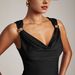Summer Women's Slim Fit Ruffled Neck Vest Metal Buckle Style Top Sleeveless Side Pleats_ecoleips.com