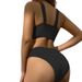 Women's Sexy Hollow-Out Bikini Set Two-Piece Striped Swimsuit for Beach Pool Soft Nylon Spandex Blend Black Orange White S M L XL_ecoleips.com