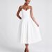 2025 Summer French Gentle Style First Love Temperament Tea Party Tie-Waist Ruched Pure Desire White Strap Dress_ecoleips.com