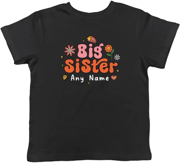 Women's T-Shirts Personalised Any Name Big Sister Floral Kids T-Shirt Boys Girls Gift_ecoleips.com