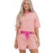 Summer New Style Loose Casual Two Piece Set for Women Versatile Striped Print Tie up European American Fashion Suit_ecoleips.com